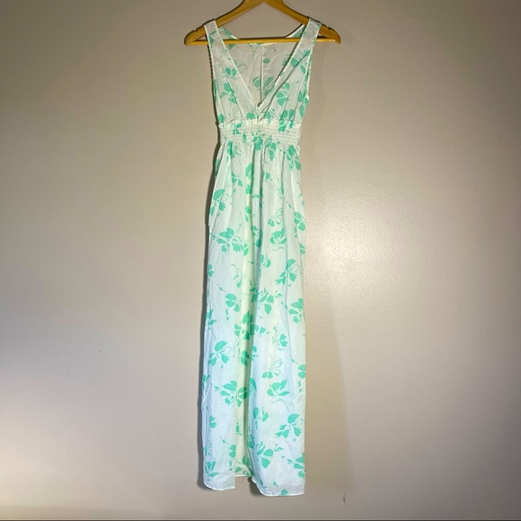 VTG Dress Mint Green Floral Flowers Ruffle Like New Vintage Lightweight - Picture 16 of 16